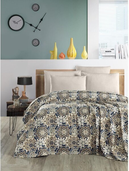 Copriletto in cotone marrone 200x230 cm Pique - Mila Home