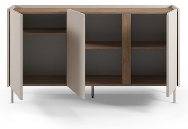 Cassettiera effetto rovere in colore crema-naturale 150x82,5x40,5 cm Lucile - Marckeric