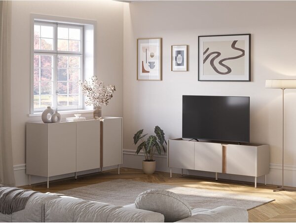 Mobile TV effetto rovere in colore crema-naturale 140x53x35 cm Lucile - Marckeric