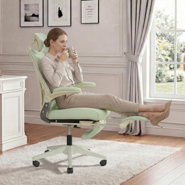 Sedia da ufficio ergonomica STILVORA, dotata di supporto lombare e poggiatesta 3D; sedia pieghevole con cuscino in schiuma e braccioli pieghevoli; sedia da scrivania con pedali