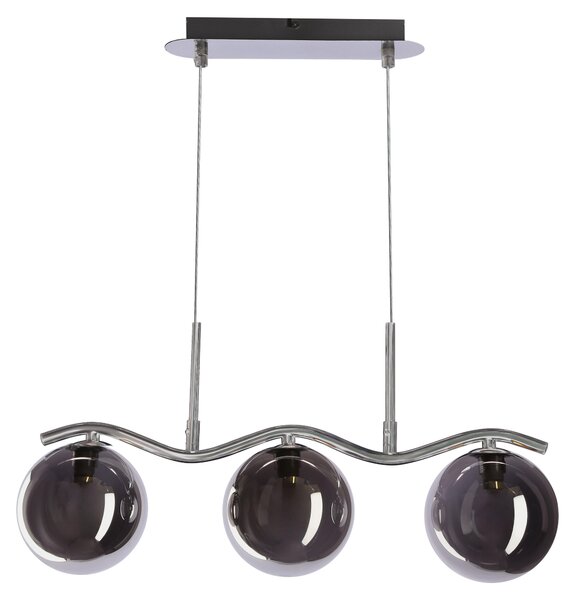 Lampada a sospensione con sfere color grafite Lumos, cromata-argento, 3xG9x20W, vetro, dimensioni: 110x49x14 cm, IP20, Candellux