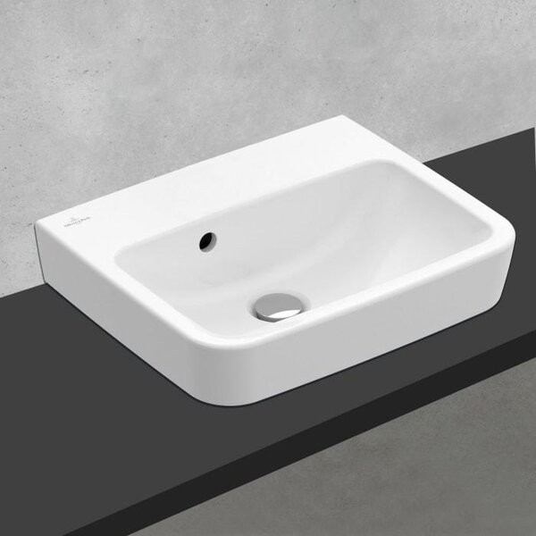 Villeroy & Boch O.novo - Lavabo da appoggio, 450x370 mm, con sfioratore, senza foro per miscelatore, bianco alpino 43444J01