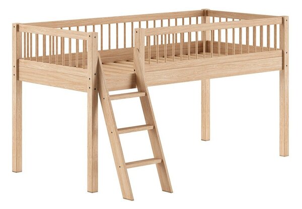 Letto da bambini rialzato di colore naturale in faggio massiccio con rete inclusa 90x200 cm Forrest – Vipack