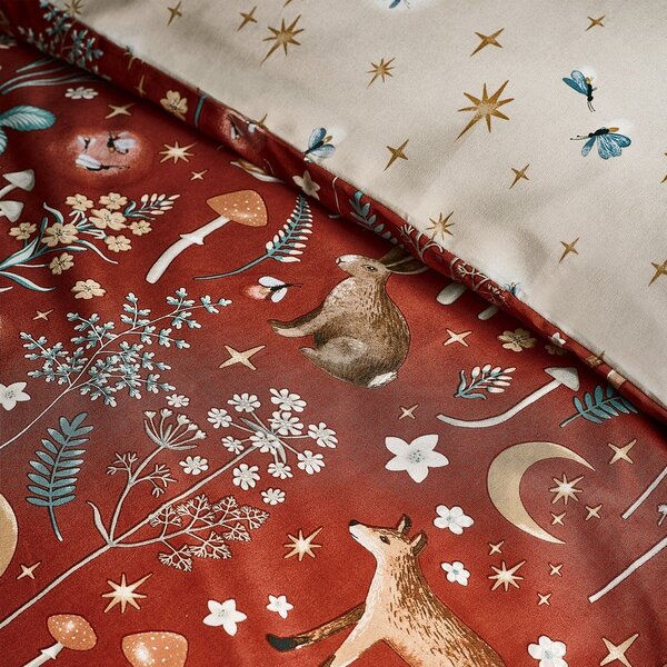 Set copripiumino e federa color mattone per letto singolo 135x200 cm Enchanted Twilight Animals – Catherine Lansfield