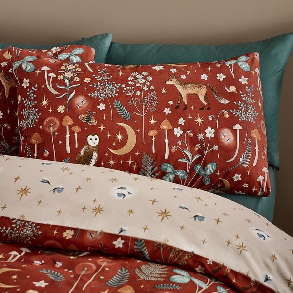 Set copripiumino e federa color mattone per letto singolo 135x200 cm Enchanted Twilight Animals – Catherine Lansfield