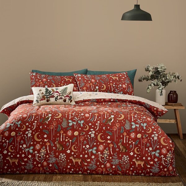 Set copripiumino e federa color mattone per letto singolo 135x200 cm Enchanted Twilight Animals – Catherine Lansfield