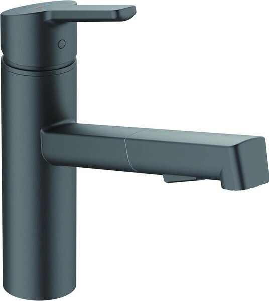 Kludi M3, miscelatore monocomando per lavello, doccetta, nero opaco, 1 pz