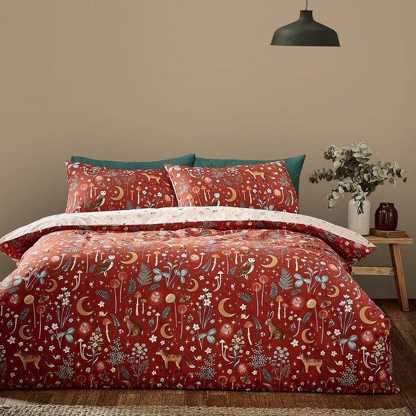 Set copripiumino e federa color mattone per letto singolo 135x200 cm Enchanted Twilight Animals – Catherine Lansfield