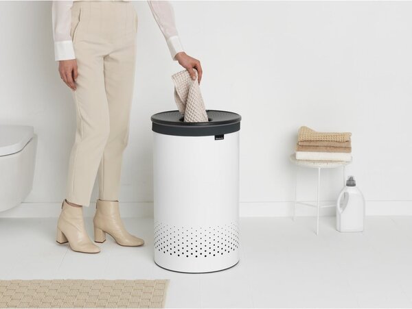 Cesto portabiancheria in metallo bianco 60 l - Brabantia