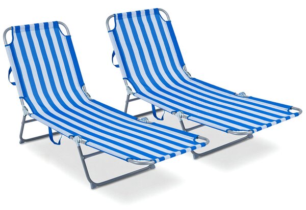 Costway Set di 2 lettino prendisole pieghevole con schienale e poggiapiedi regolabili in 4 posizioni, Sdraio reclinabile da spiaggia portata