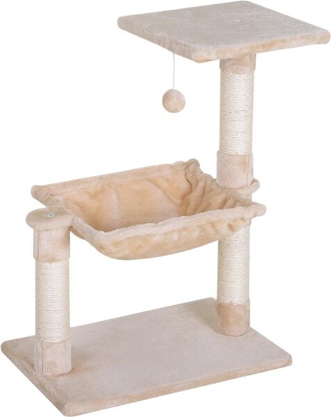 Fortuna Lai Albero tiragraffi per gatti con colonna in sisal Amaca in peluche Pannello truciolare Beige 50 x 36 x 70 cm