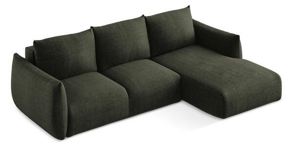 Divano angolare verde allungabile (con penisola a destra/con chaise lounge) Leila – Makamii