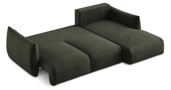 Divano angolare verde allungabile (con penisola a destra/con chaise lounge) Leila – Makamii