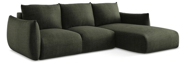 Divano angolare verde allungabile (con penisola a destra/con chaise lounge) Leila – Makamii
