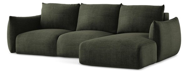 Divano angolare verde allungabile (con penisola a destra/con chaise lounge) Leila – Makamii