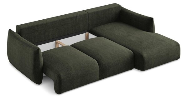 Divano angolare verde allungabile (con penisola a destra/con chaise lounge) Leila – Makamii