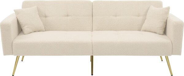 Fortuna Lai vecchio codice: WF200993995B, divano letto con funzione letto, angolo regolabile, gambe dorate, con cuscini e tasche laterali portaoggetti