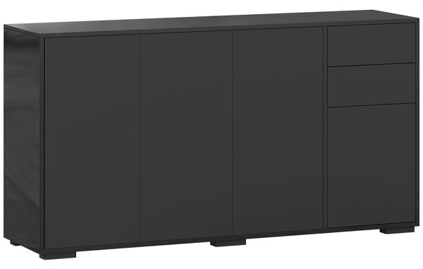 HOMCOM Mobile buffet con 2 cassetti, 4 ante e ripiano regolabile, 140x36x74 cm, nero | Aosom Italy