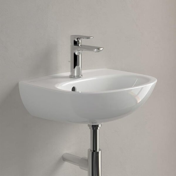 V&B lavamano O.Novo 45x36cm, ovale, rubinetto con troppopieno, bianco C-plus