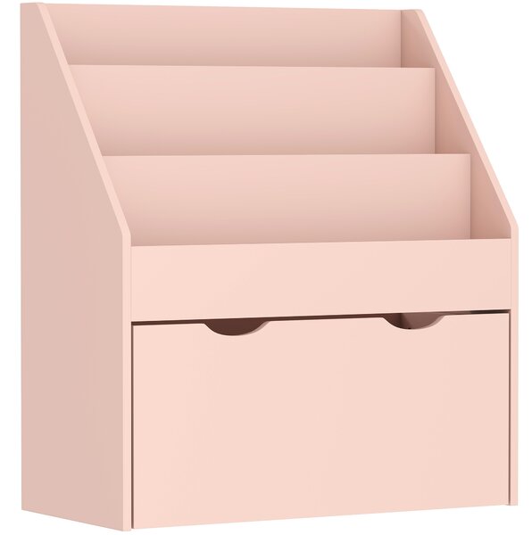 AIYAPLAY Libreria per bambini con 3 ripiani e cassetto, 62,5x30x70 cm, rosa | Aosom Italy