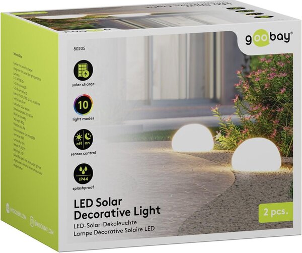 Set di 2 luci da esterno solari a LED, modello "Pietra", 24 cm, taglia M, RGBW