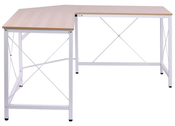 Fortuna Lai Scrivania angolare L 150x150x76 cm Scrivania angolare in MDF color naturale per l'ufficio domestico e lo studio