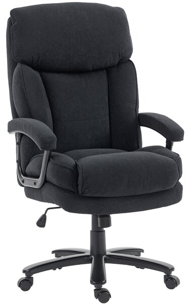 HOMCOM Poltrona da ufficio ergonomica da ufficio in tessuto con schienale alto, nero | Aosom Italy