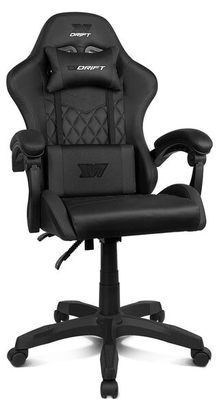Sedia da gaming, rivestita in ecopelle, regolabile in altezza, colore nero