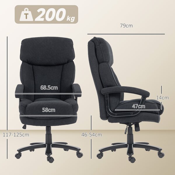 HOMCOM Poltrona da ufficio ergonomica da ufficio in tessuto con schienale alto, nero | Aosom Italy