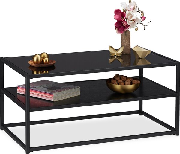 Relaxdays 10026947_0 relaxdays Couchtisch Glas schwarz 90,0cm x 50,0cm x 42,0 cm