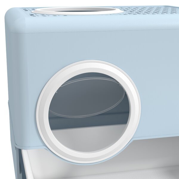 PawHut Lettiera per Gatti Coperto con Paletta Vassoio Estraibile Ingresso Frontale e Uscita Superiore 52x41x38,5 cm Blu | Aosom Italy