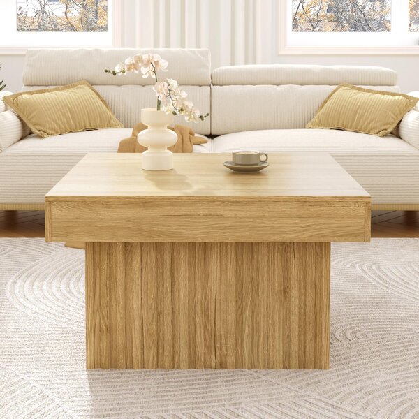 Tavolino Fortuna Lai con piano in PB e base in MDF - Design moderno, robusto e versatile, ideale per soggiorno, sala da pranzo e ufficio - 79x79x46 cm