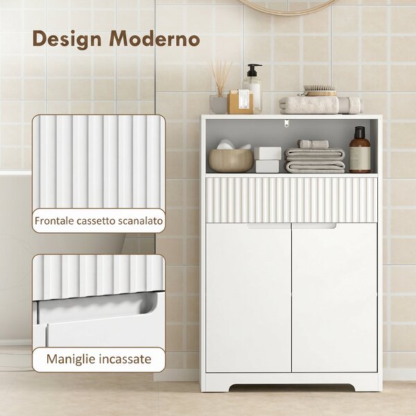 HOMCOM Mobiletto da bagno a pavimento con cassetto e ripiano regolabile | Aosom Italy