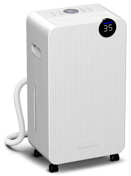 HOMCOM Deumidificatore 12 L/giorno, deumidificatore silenzioso, serbatoio d'acqua 2,1 L, display LED, 28x18,5x50,5cm, bianco | Aosom Italy