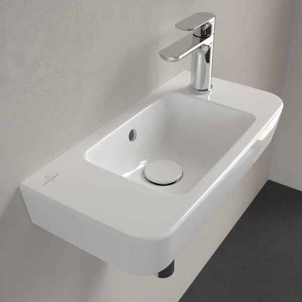 Villeroy & Boch O.novo - Lavabo Compact 500x250 mm, con sfioratore, 1 foro per rubinetto a destra, bianco alpino 4342R501