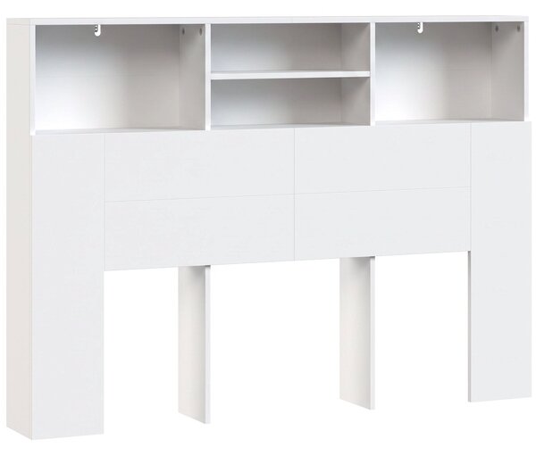 HOMCOM Testiera letto 140 cm contenitore con 4 scomparti aperti, bianco | Aosom Italy