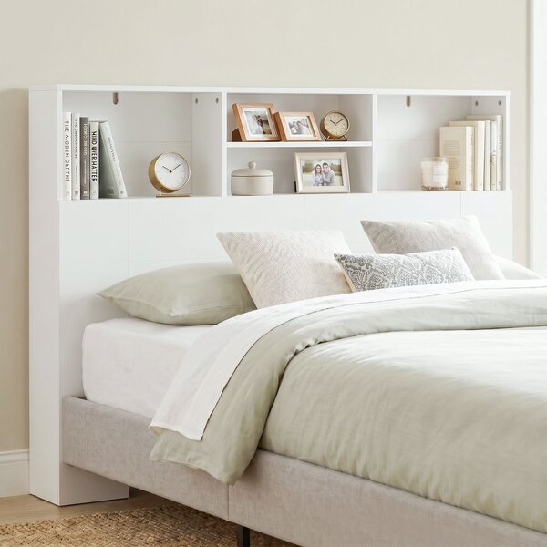 HOMCOM Testiera letto 140 cm contenitore con 4 scomparti aperti, bianco | Aosom Italy