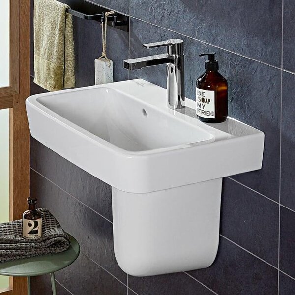 Lavabo da appoggio Villeroy & Boch O.novo, dimensioni 45 x 37 cm, con troppofilo, 1 foro per rubinetto