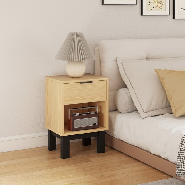 HOMCOM Set di 2 Comodini Moderni con Cassetto e Mensola Aperta 35x26x50 cm Rovere | Aosom Italy