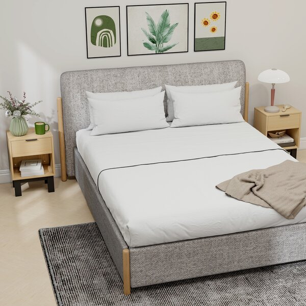 HOMCOM Set di 2 Comodini Moderni con Cassetto e Mensola Aperta 35x26x50 cm Rovere | Aosom Italy