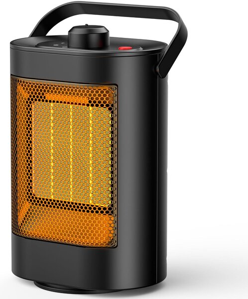 Stufa elettrica con ventola, 1500 W, riscaldamento ceramico PTC, 3 livelli di potenza, protezione contro il surriscaldamento, funzionamento silenzioso