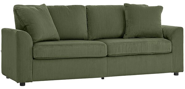 HOMCOM Divano 3 posti 212 cm con 2 cuscini a molle in velluto a coste, verde | Aosom Italy