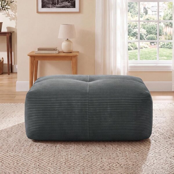 Pouf Hamlet, colore grigio, elemento modulare per divano, imbottitura in schiuma 32D, consegna senza necessità di montaggio, base antiscivolo, dimensioni 92,5 x 75 x 40 cm