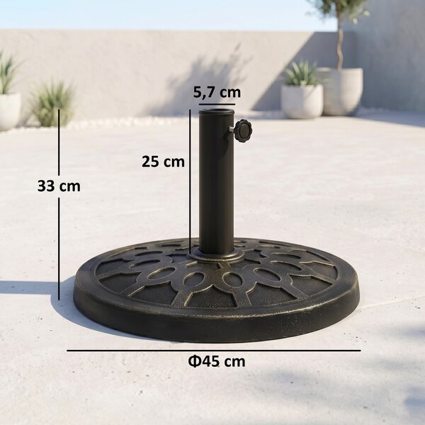 Outsunny Base per Ombrellone Rotondo per Pali da Ø38 e Ø48 mm, in Resina e Acciaio, Ø45 cm, Bronzo