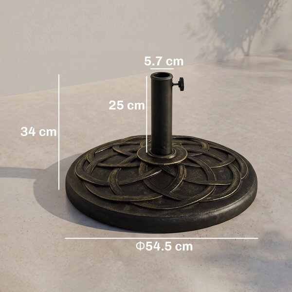 Outsunny Base Ombrellone in Resina 19kg, Decorazioni Eleganti, Accoppiatore, Antiruggine, Φ54.5cm, Stile Raffinato, Bronzo|Aosom