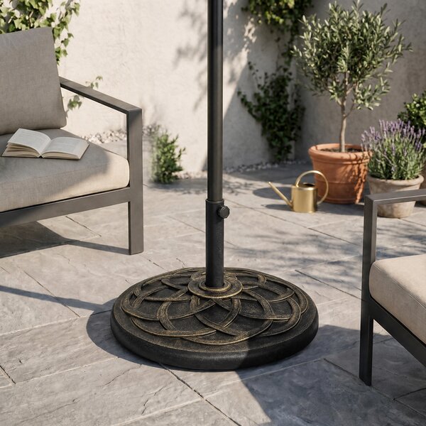 Outsunny Base Ombrellone in Resina 19kg, Decorazioni Eleganti, Accoppiatore, Antiruggine, Φ54.5cm, Stile Raffinato, Bronzo|Aosom