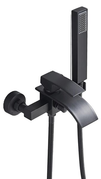 Miscelatore per vasca a cascata, Finitura nera opaca, Design contemporaneo , Nero opaco A