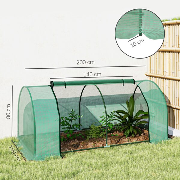 Outsunny Serra a Tunnel da giardino in Acciaio con Copertura copertura in plastica, 200x100x80 cm, Verde | Aosom Italy