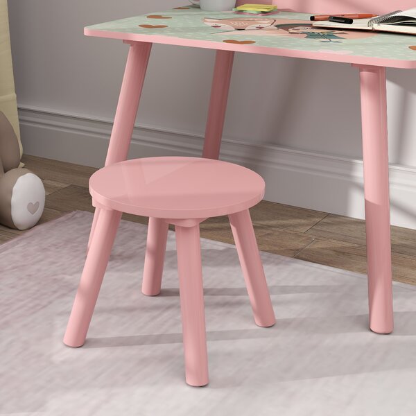 AIYAPLAY Set Tavolo e Sedia per Bambini con Portalibri e Motivo Orsetto, Rosa | Aosom Italy
