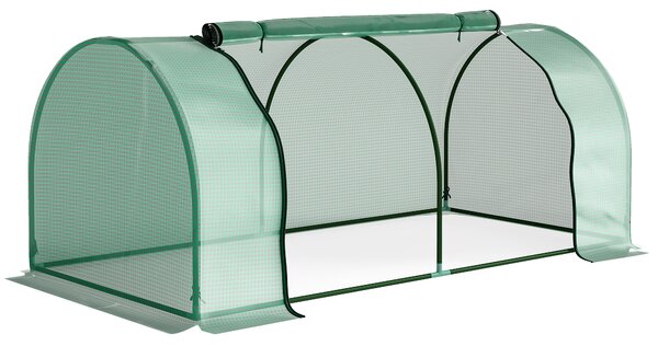 Outsunny Serra a Tunnel da giardino in Acciaio con Copertura copertura in plastica, 200x100x80 cm, Verde | Aosom Italy